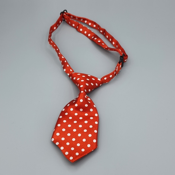 Pet Business Work Tie Red Polka Dot OS Adjustable Professional Dog Cat Neck Tie - Picture 6 of 8